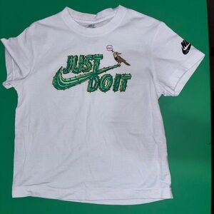 Nike Kids White Tee with Green Graphic